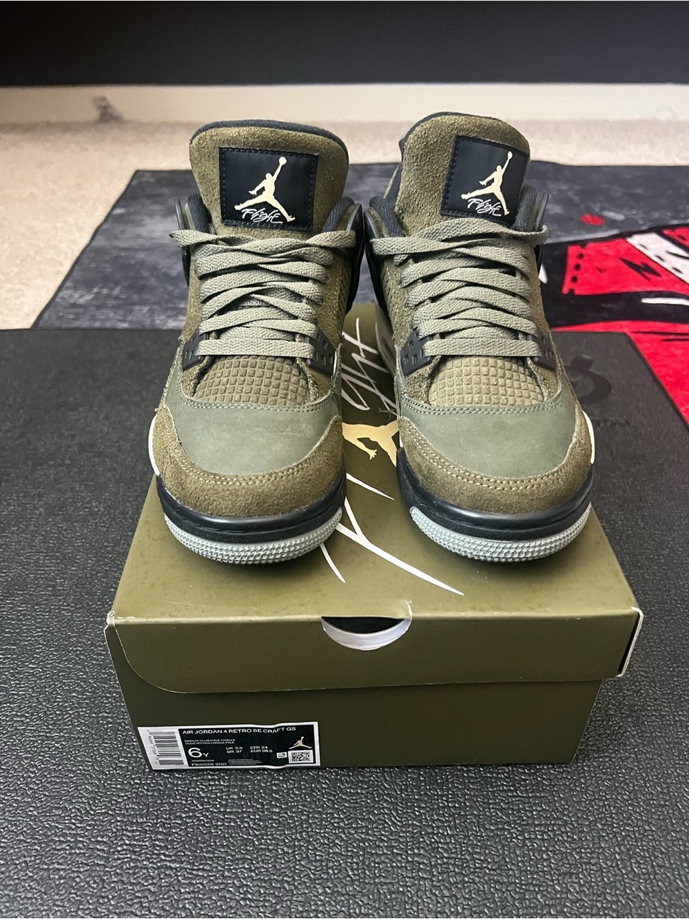 Jordan 4 Retro SE Craft Medium Olive Size 6Y